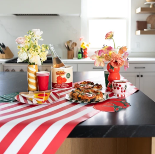 Cherry Red Signature Cabana Stripe Table Runner