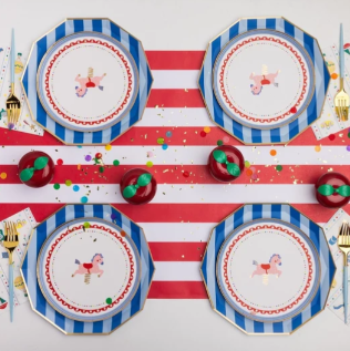 Cherry Red Signature Cabana Stripe Table Runner