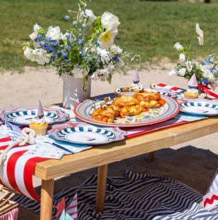 Cherry Red Signature Cabana Stripe Table Runner