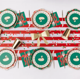 Cherry Red Signature Cabana Stripe Table Runner