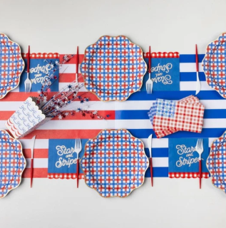 Cherry Red Signature Cabana Stripe Table Runner