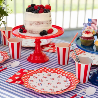 Cherry Red Signature Cabana Stripe Cups