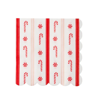 Christmas Peppermint Candy Large Scalloped Napkins