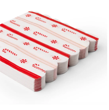 Christmas Peppermint Candy Large Scalloped Napkins
