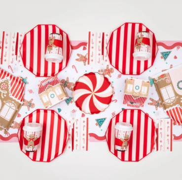Christmas Peppermint Candy Large Scalloped Napkins