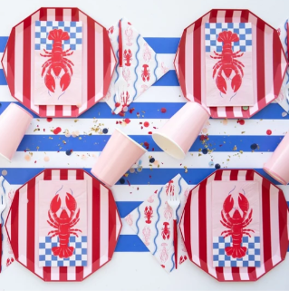 Pink & Red Signature Cabana Stripe Plates