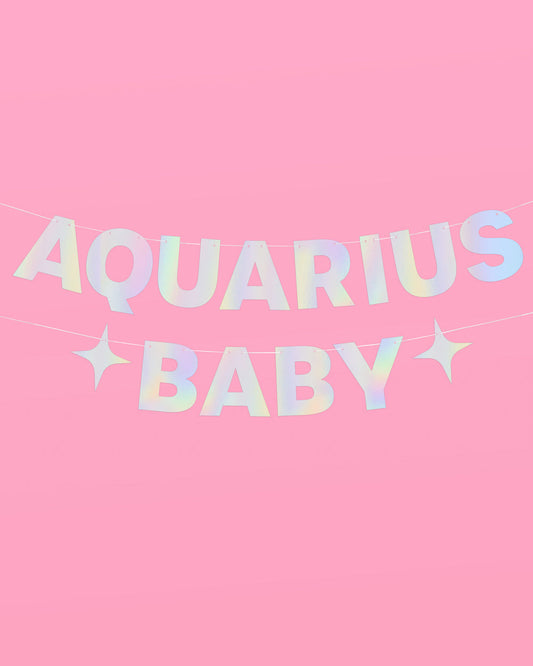 Aquarius Baby Banner - iridescent foil banner
