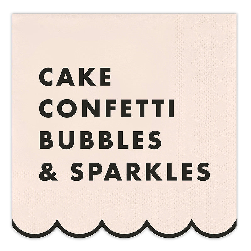 Scalloped Cocktail Napkins - Pink Bow