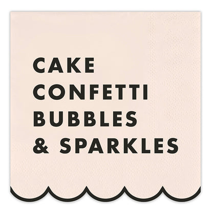 Scalloped Cocktail Napkins - Pink Bow