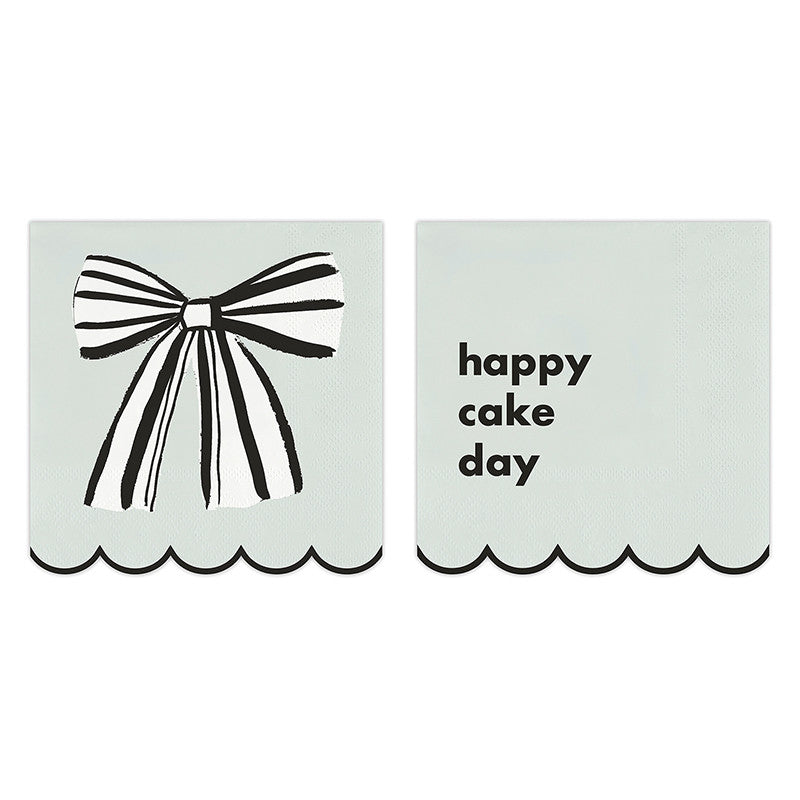 Scalloped Cocktail Napkins - Green Bow