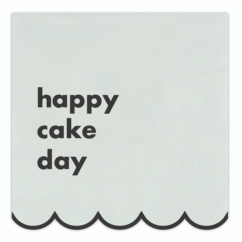 Scalloped Cocktail Napkins - Green Bow