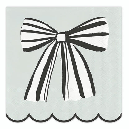 Scalloped Cocktail Napkins - Green Bow