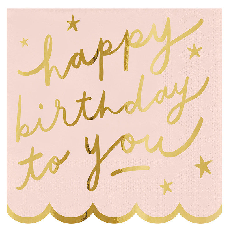 Scalloped Cocktail Napkins - Happy Birthday To You