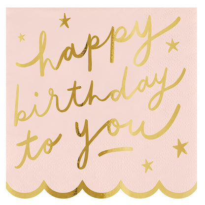 Scalloped Cocktail Napkins - Happy Birthday To You