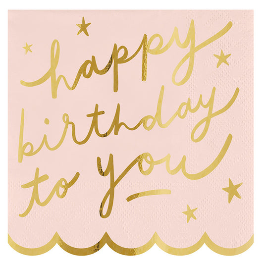Scalloped Cocktail Napkins - Happy Birthday To You
