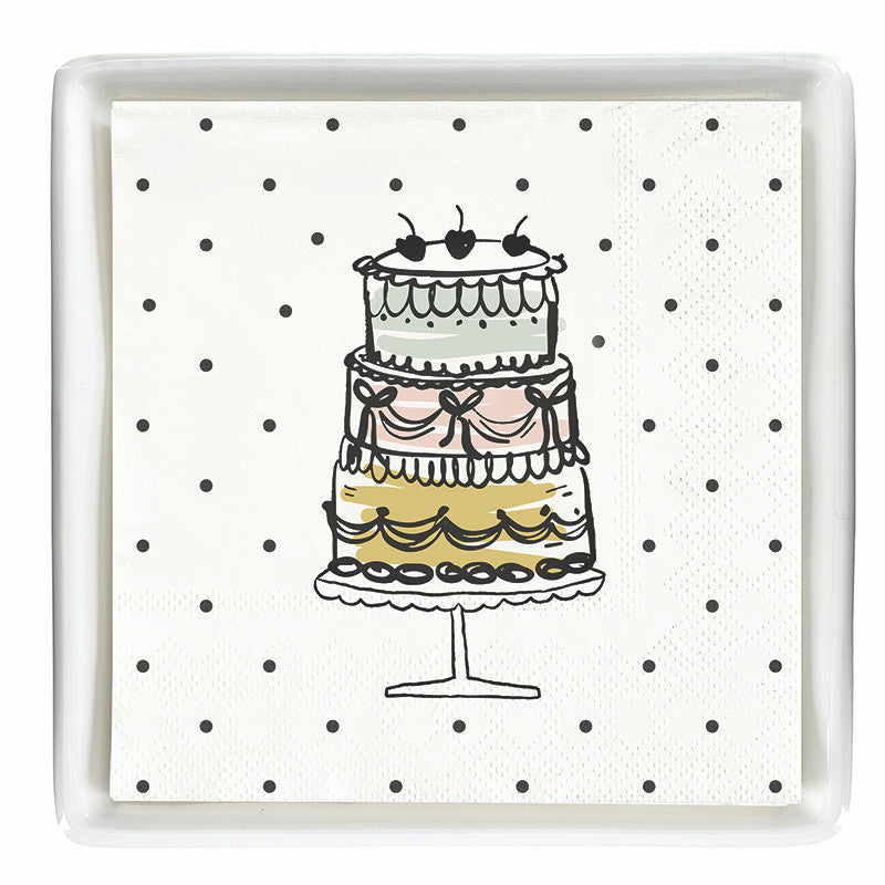 Ceramic Napkin Tray + Napkins - Cake