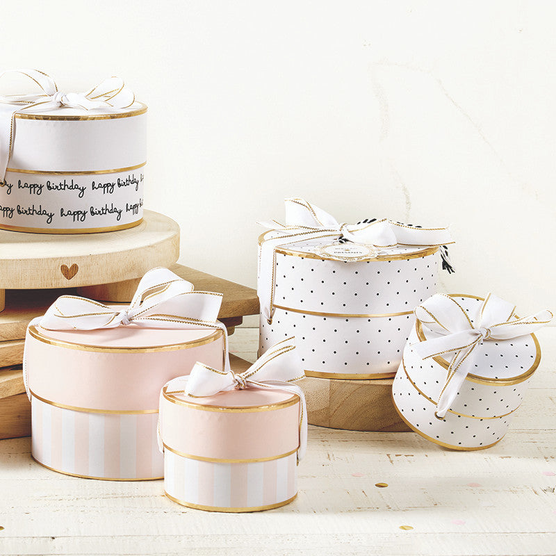 Nested Paper Gift Box Sets - Pink Stripe