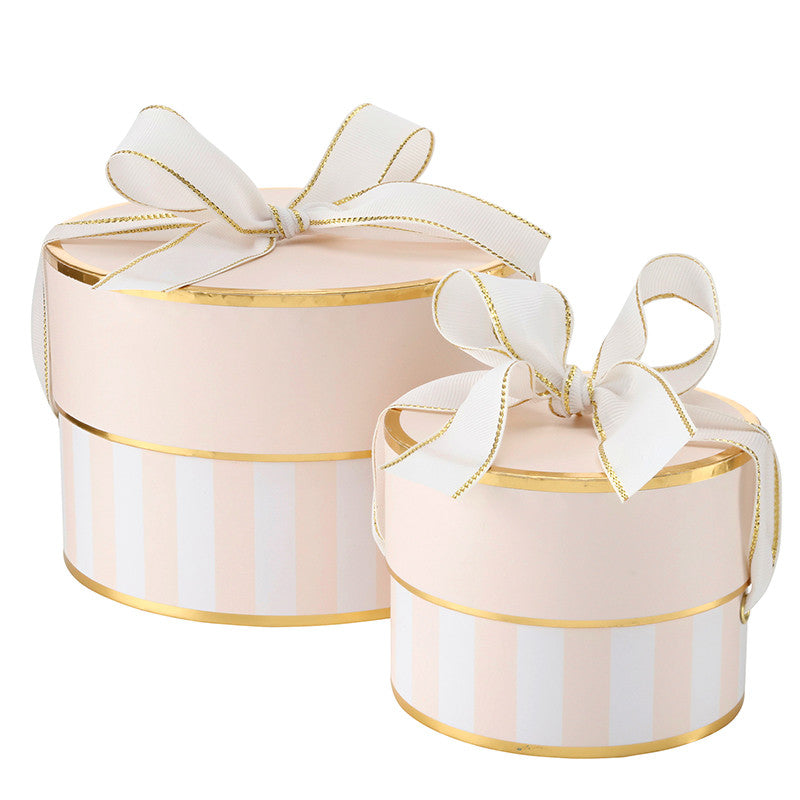 Nested Paper Gift Box Sets - Pink Stripe