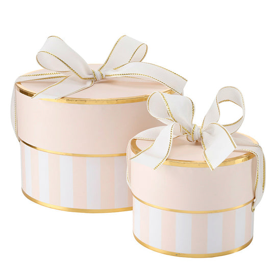 Nested Paper Gift Box Sets - Pink Stripe