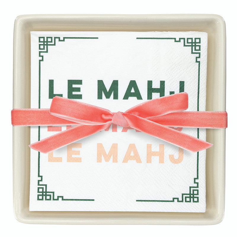 Ceramic Napkin Tray + Napkins - Le Mahj
