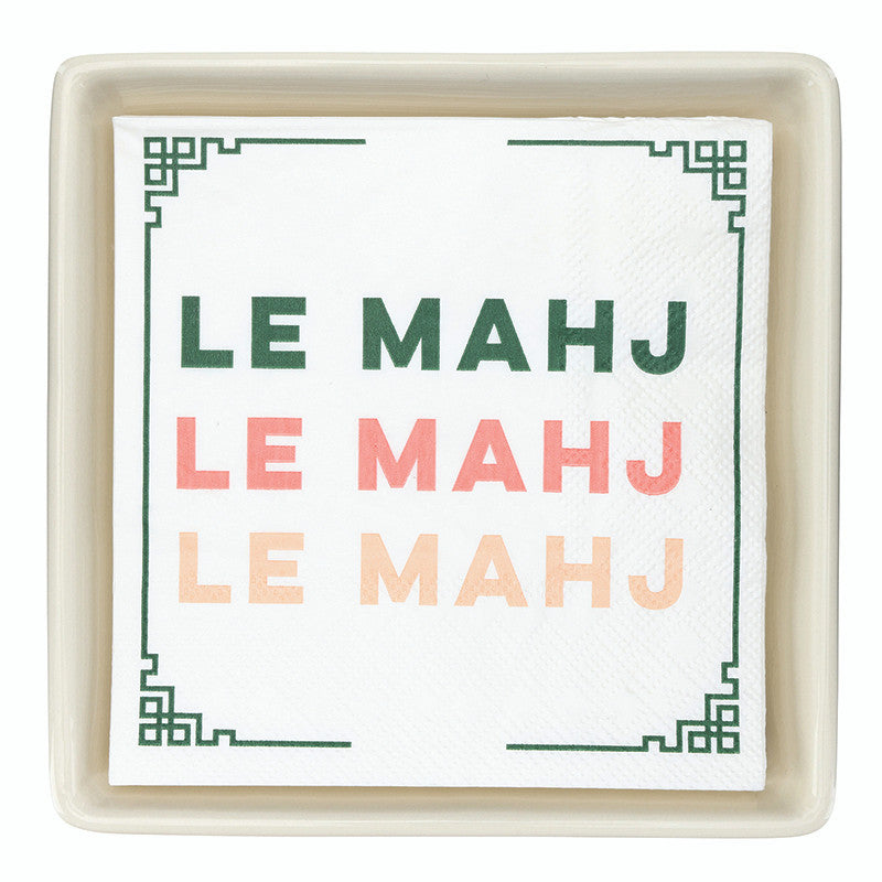 Ceramic Napkin Tray + Napkins - Le Mahj