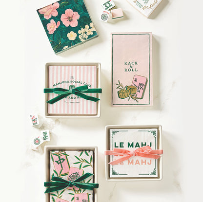 Ceramic Napkin Tray + Napkins - Mahjong Social Club