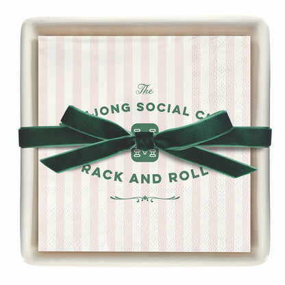 Ceramic Napkin Tray + Napkins - Mahjong Social Club