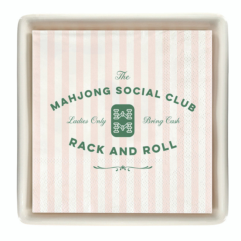 Ceramic Napkin Tray + Napkins - Mahjong Social Club
