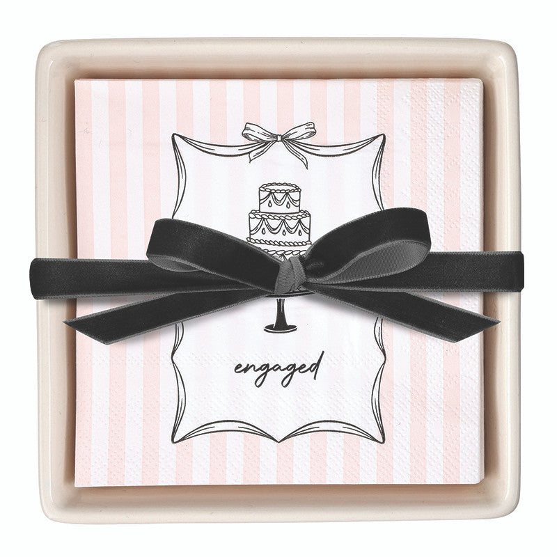 Ceramic Napkin Tray + Napkins - Engaged