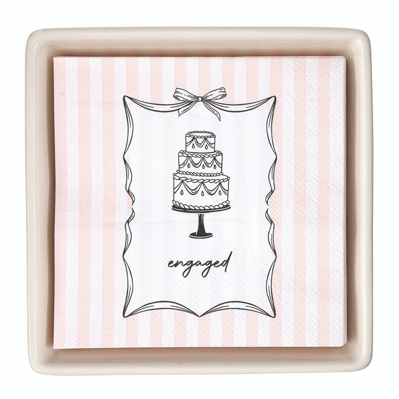 Ceramic Napkin Tray + Napkins - Engaged