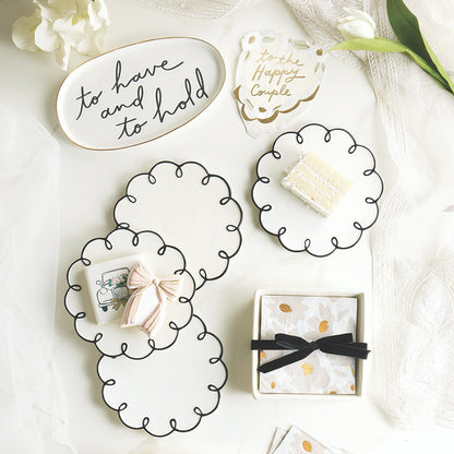 Scalloped Appetizer Plates - Black - Set of 4
