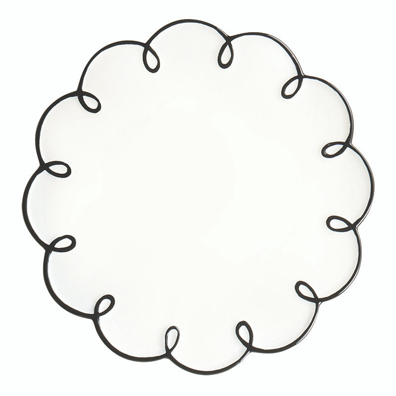 Scalloped Appetizer Plates - Black - Set of 4