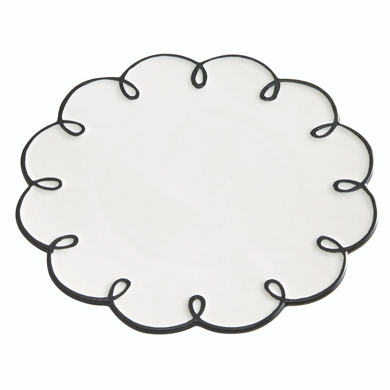 Scalloped Appetizer Plates - Black - Set of 4