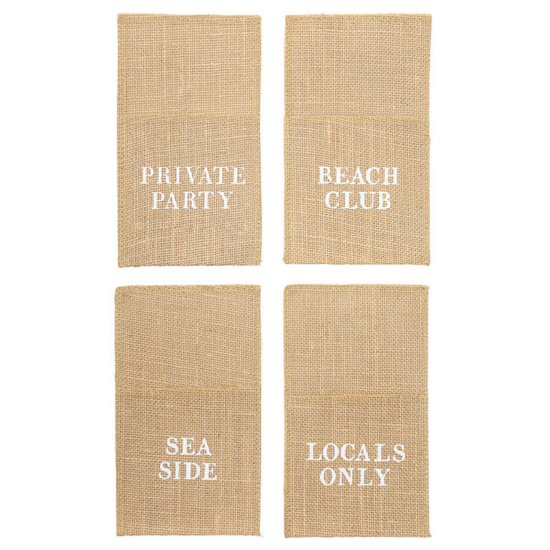 Jute Utensil Holder Set of 4 - Beach