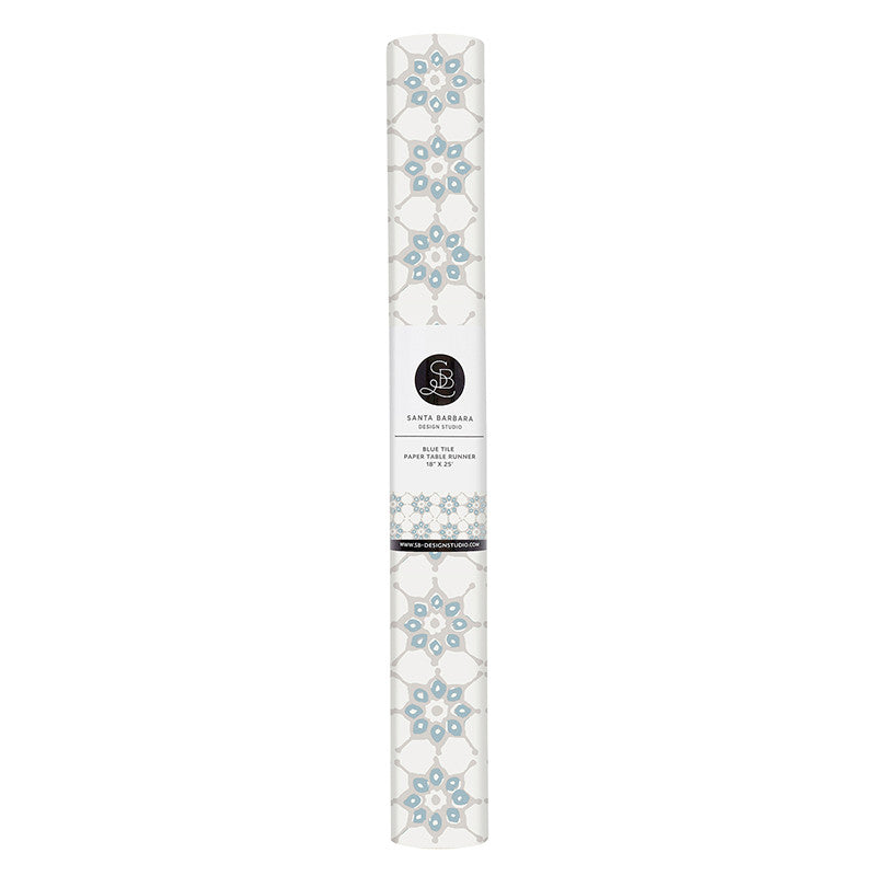 Paper Table Runner - Blue Tile
