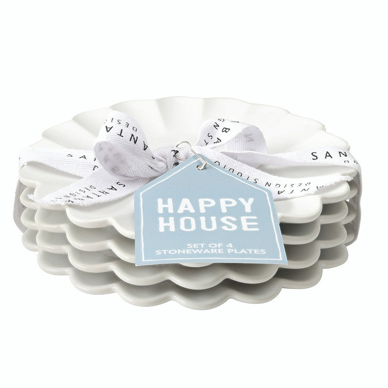 Ceramic Appetizer Plates - Scallop - Set of 4