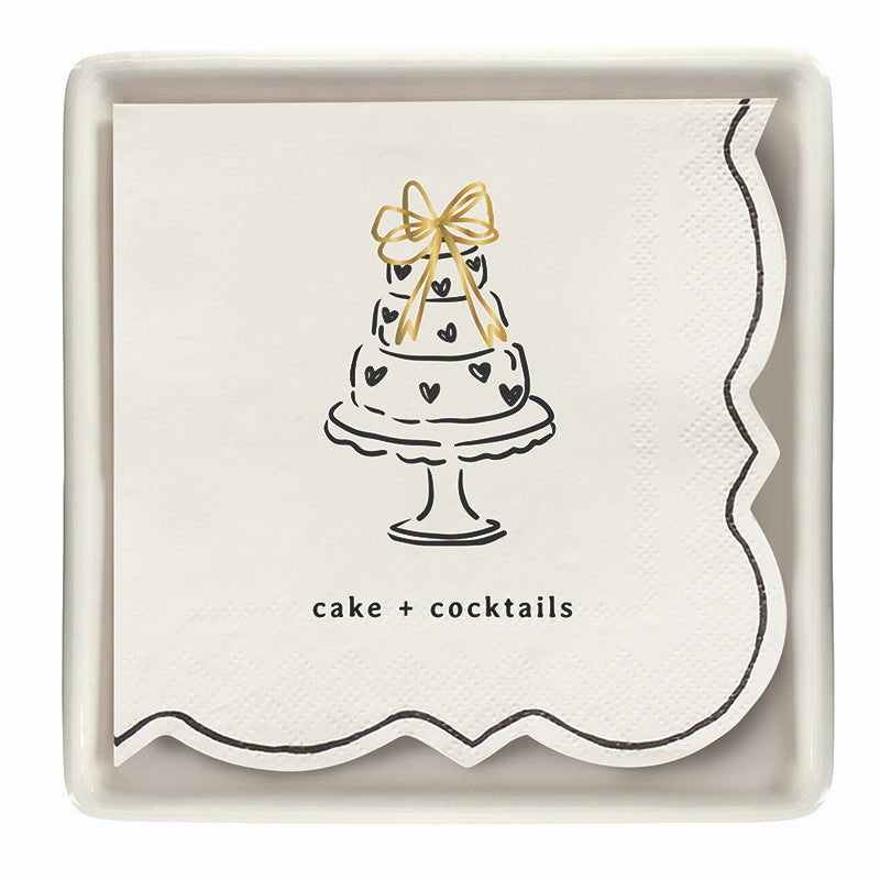 Ceramic Guest Napkin Tray + Napkins - Cake + Cocktails