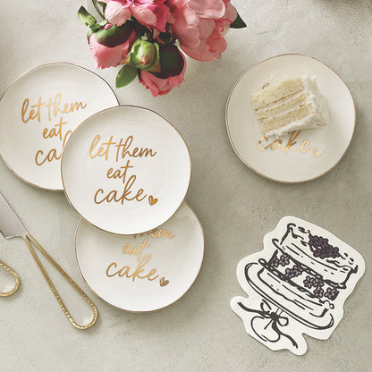 Ceramic Dessert Plates - Let Them Eat Cake - Set of 4