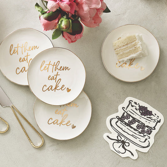 Ceramic Dessert Plates - Let Them Eat Cake - Set of 4