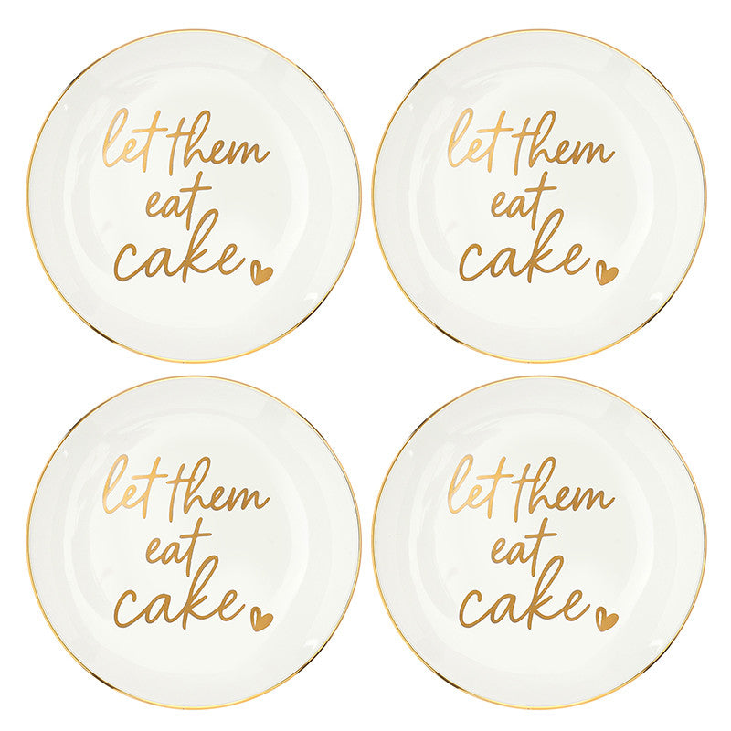 Ceramic Dessert Plates - Let Them Eat Cake - Set of 4