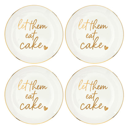 Ceramic Dessert Plates - Let Them Eat Cake - Set of 4