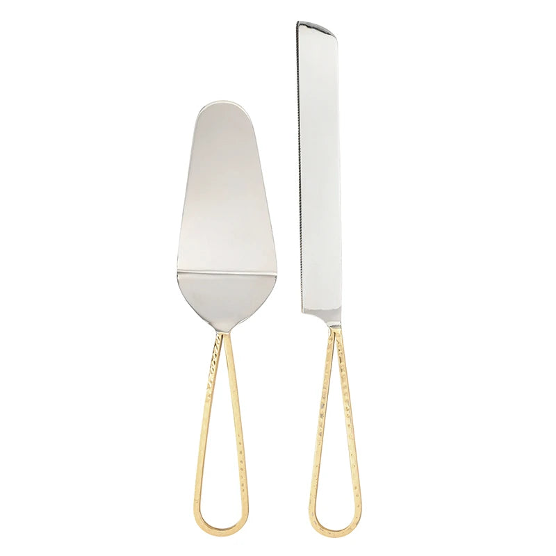 Gold Looped Handle Cake Serving Set - Set of 2
