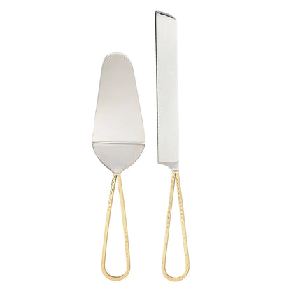 Gold Looped Handle Cake Serving Set - Set of 2