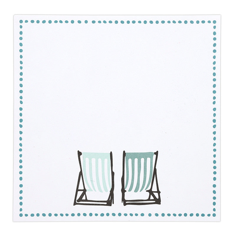Square Notepaper with Wood Tray - Beach Chairs
