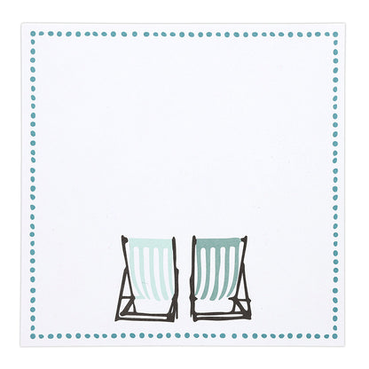 Square Notepaper with Wood Tray - Beach Chairs