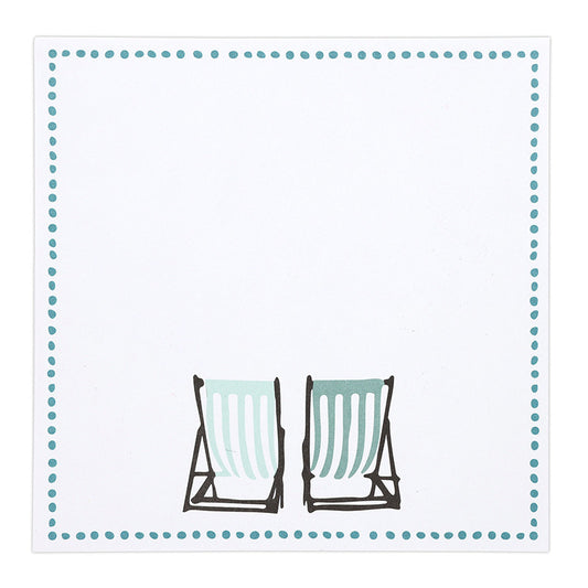 Square Notepaper with Wood Tray - Beach Chairs