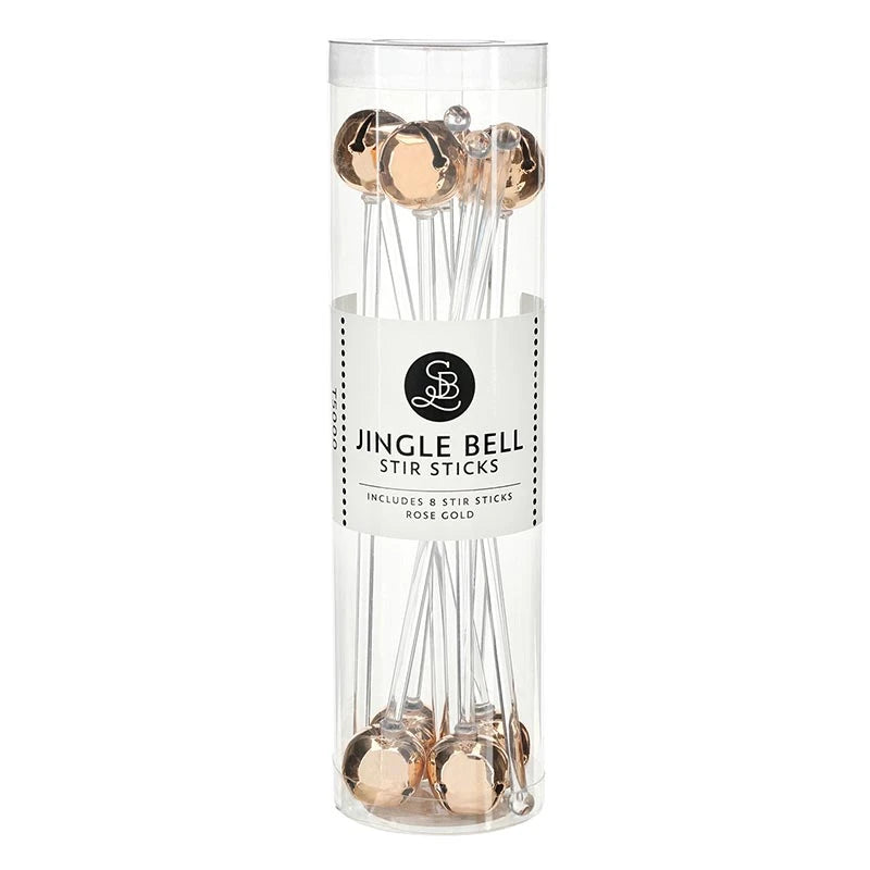 Jingle Bell Stir Sticks - Rose Gold - Set of 8
