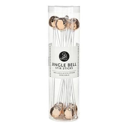 Jingle Bell Stir Sticks - Rose Gold - Set of 8