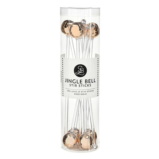 Jingle Bell Stir Sticks - Rose Gold - Set of 8