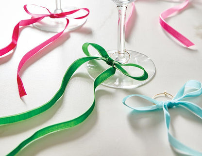 Velvet Bow Wine Charms - Palm Beach - Set of 6